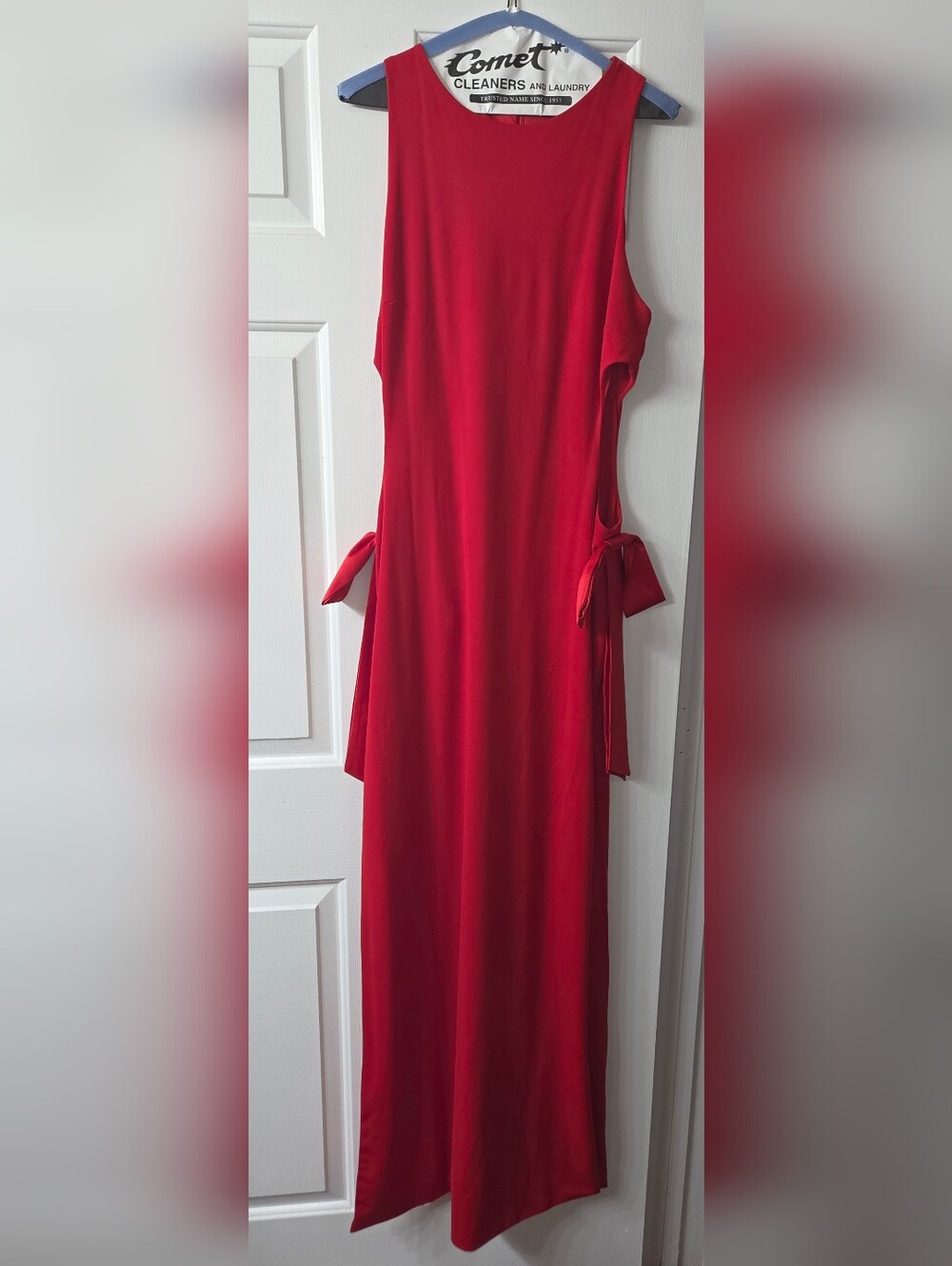 Fashion Nova Red Sleeveless Tie-Side Maxi Dress